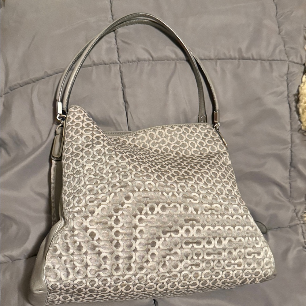 Coach Gray Patterned Shoulder Bag